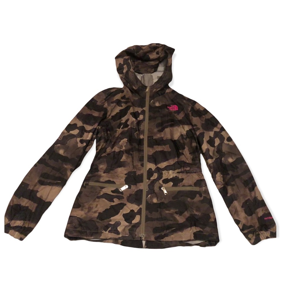 The North Face Women’s Karenna Hooded Rain Jacket Camo Pink Medium